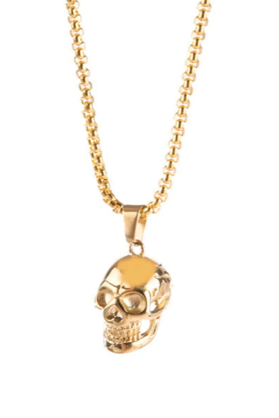 Chunky Gold Skull Charm Pendant Chain Necklace (48 Hour Dispatch)