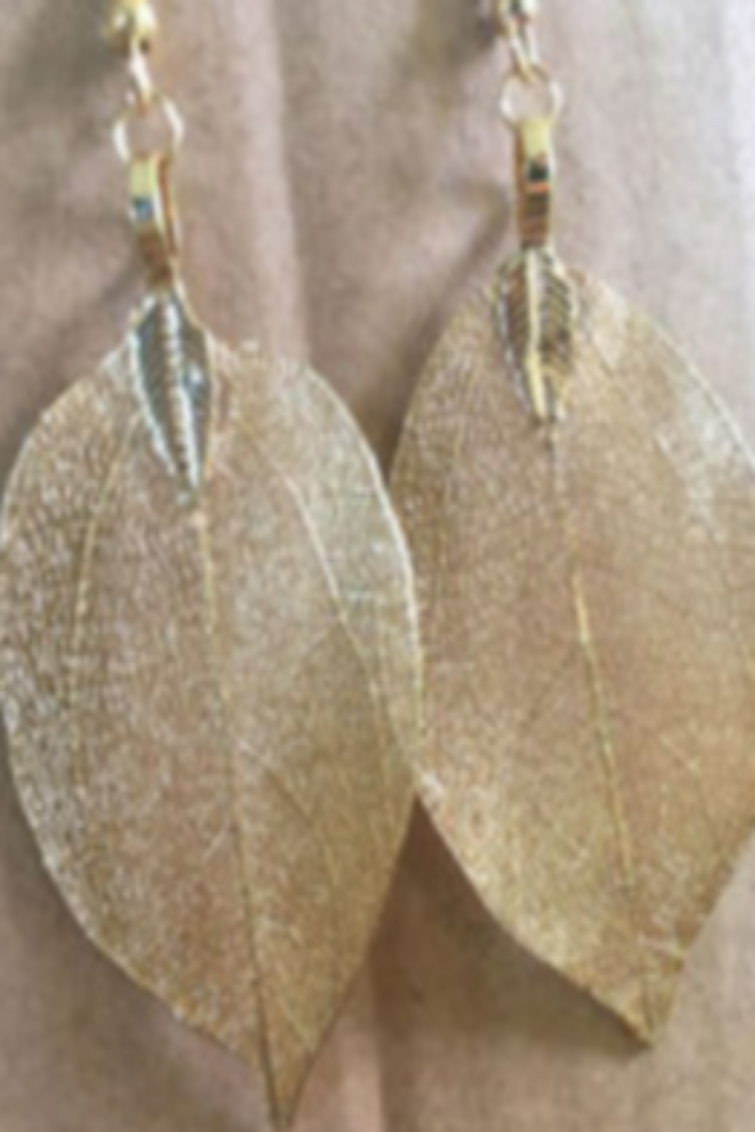 Large Gold Leaf Charm Dangle Drop Earrings