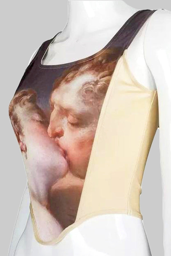 Hercules & Omphale Print Pastel Coloured Renaissance Corset Top - Hayati London
