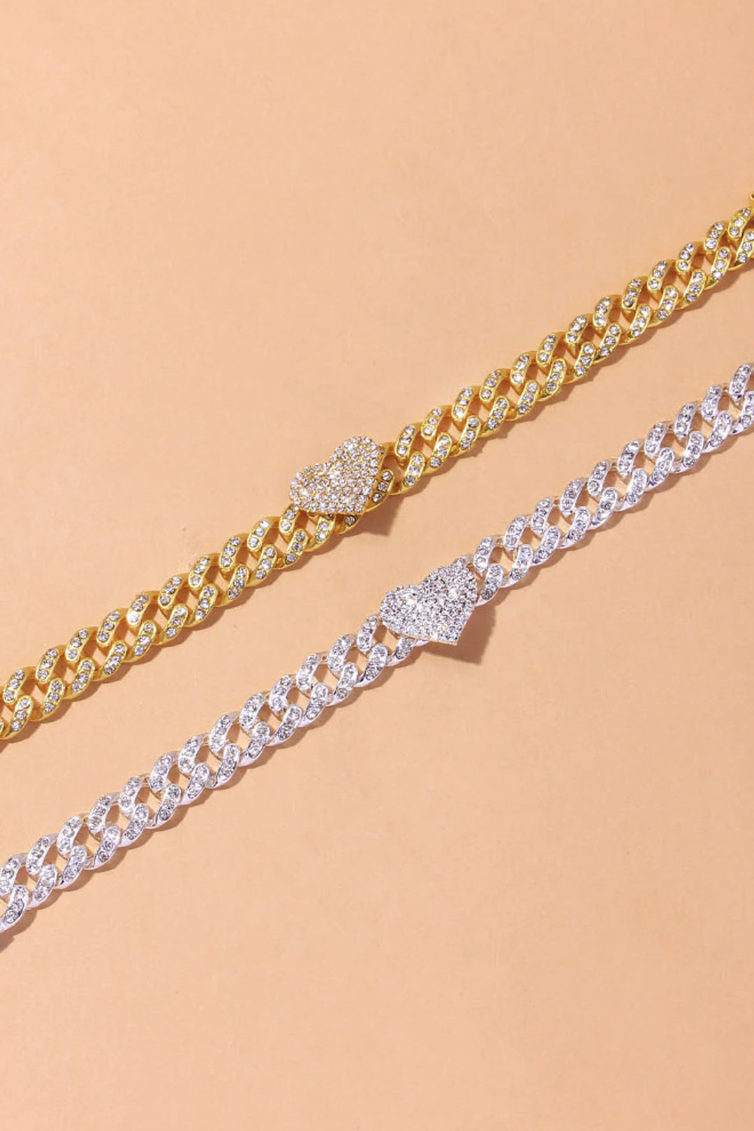 Heart Shaped Rhinestone Crystal Pendant Chain Anklet, Y2K Body Jewelry