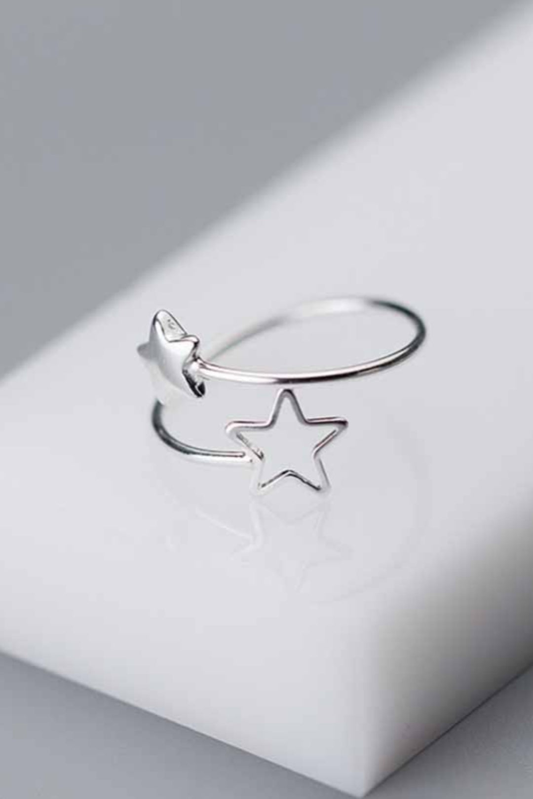 Dainty Minimalistic Silver Star Decor Charm Ring, Women's Carved Ring
