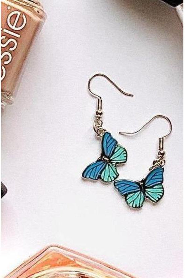 Blue Butterfly Drop Earrings for Women Multicolor 2021 Alloy Dangle Earrings Statement Earring Wedding Jewelry Wholesale - Hayati London