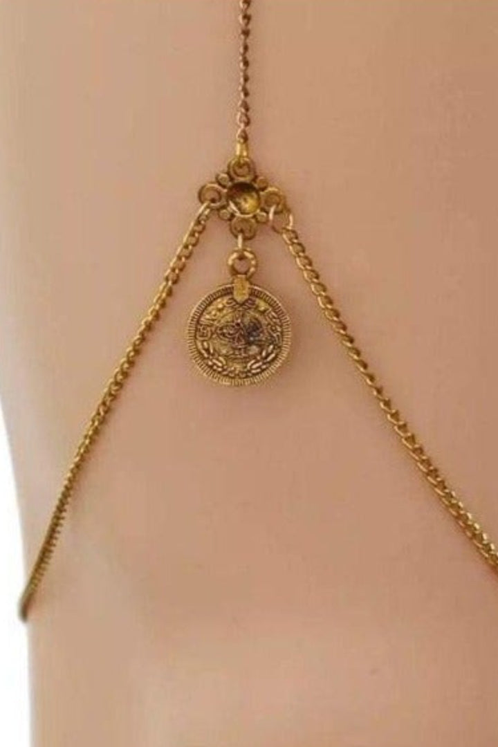 Boho Hot Sexy Leg Chains Coins Pendant Crossover Harness Waist Belt Chain Bikini Thigh Leg Chains Body Jewelry - Hayati London