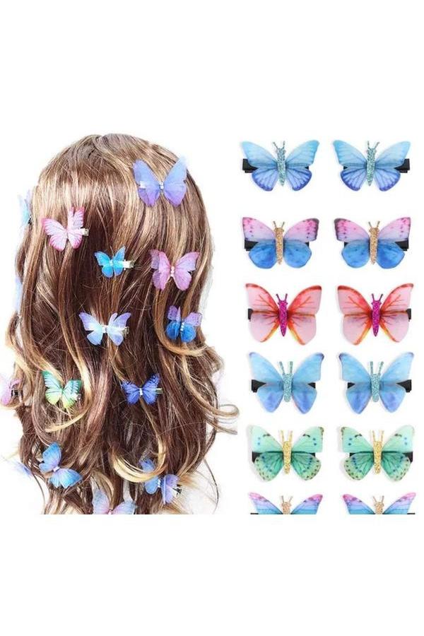 Butterfly Hairclip for Women Hairpin Hair Ornament Ladies Hairgrips Female Headwear, 12pcs - Hayati London