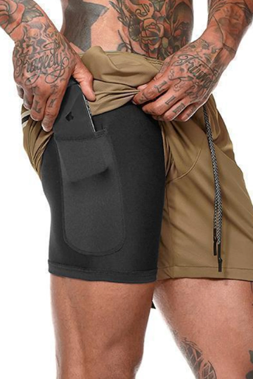 Men's 2-in-1 Running Gym Shorts, Layered Inner Pocket Training Shorts, Available in 5 Colors