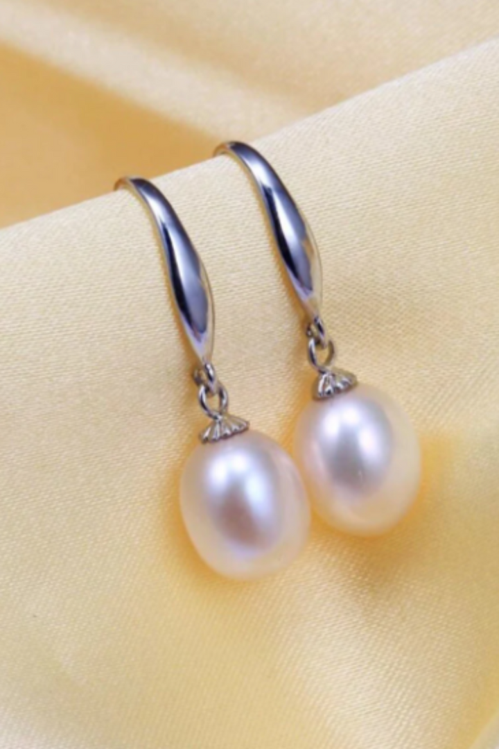 Pearl Fresh Water Drop Earrings, Sterling Silver finish