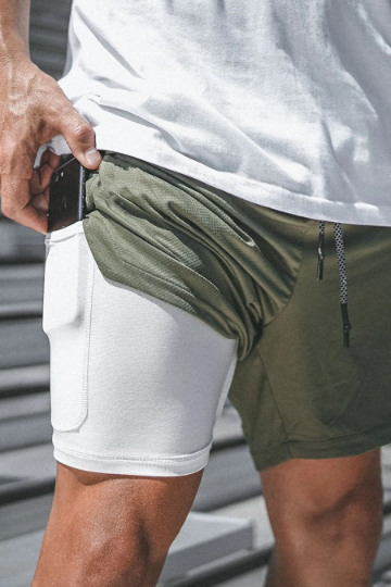 Men's 2-in-1 Running Gym Shorts, Layered Inner Pocket Training Shorts, Available in 5 Colors