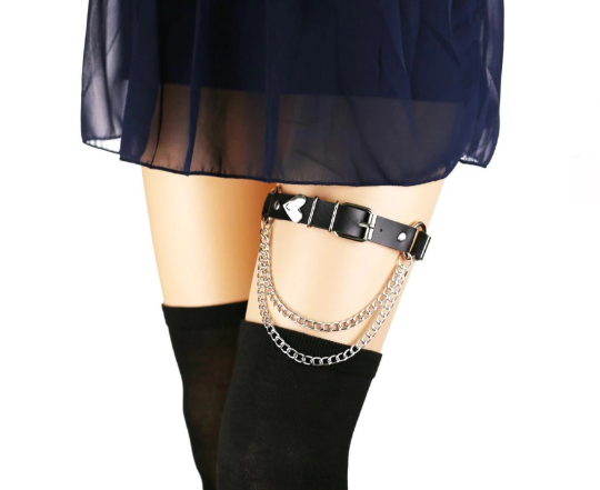 Punk Thigh Strap, Faux Leather Belt, Strap, Thigh Chain, Gothic Jewelry, Punk, Gothic, Club Accessories, Gift Present