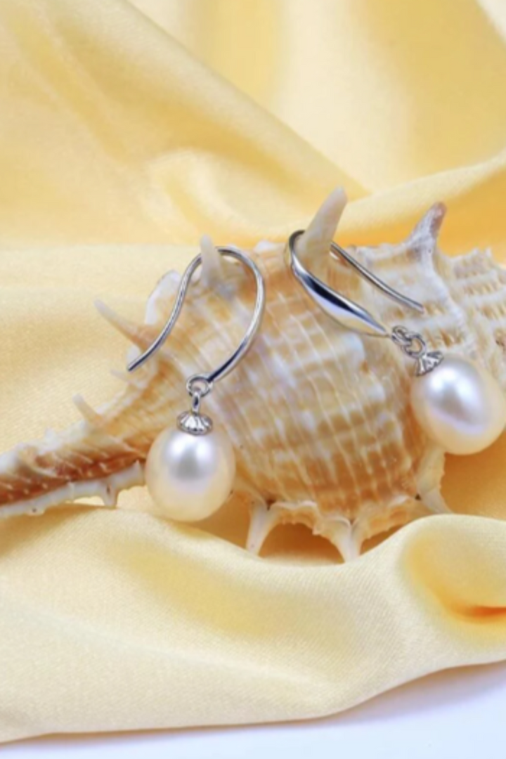 Pearl Fresh Water Drop Earrings, Sterling Silver finish