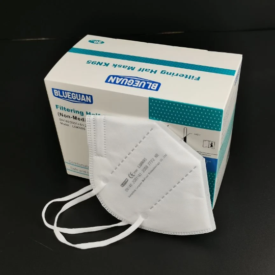FFP2 K95 Mask, 5-Layer Respirator Foldable Masks, individually packed, with Filter Efficiency≥95%, 3-D Structure, CE Certified (Box of 20)