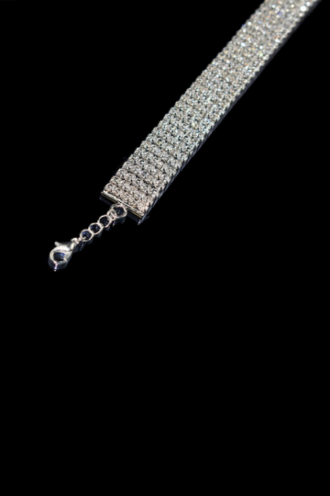 Rhinestone Crystal Decor Silver Choker, Multiple Row Chunky Diamante Choker Necklace, Adjustable Chain  (48 Hour Dispatch)