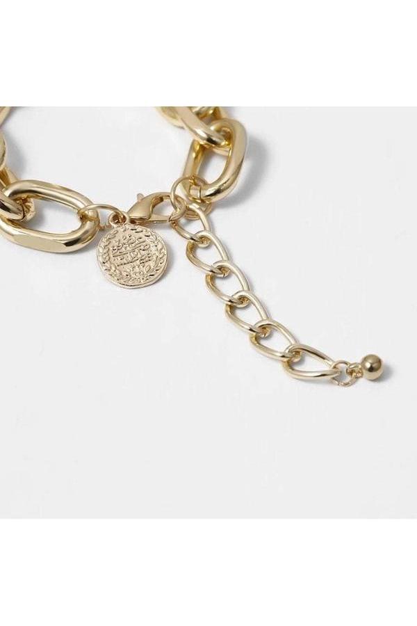 Exquisite Two Piece Bracelet Gold Metal Chain Link Bangle Set for Women Beautifully Crafted Contemporary Jewlery - Hayati London