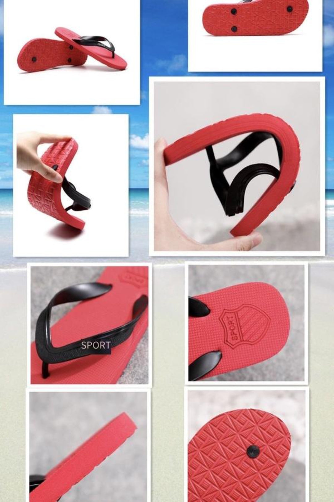 Flip-flops, lightweight, comfortable beach slippers ideal for hot Summer days.  Comfortable Summer Holidays Beach Pool Shower Sandals. - Hayati London