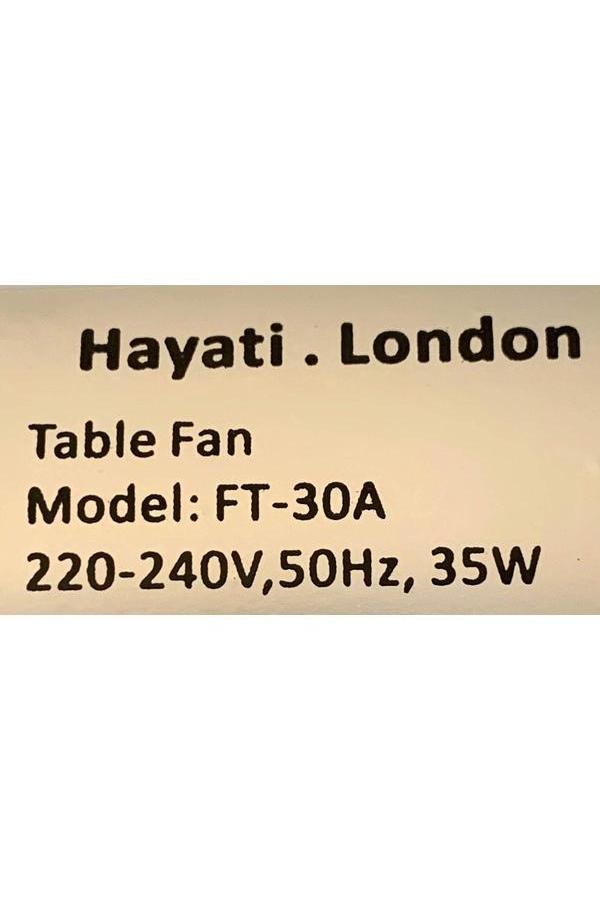 High Quality 12 Inch Fan, 3 speeds, oscillation from left to right, can be tilted up or down, fully complies with EU/ UK safety regulations - Hayati London