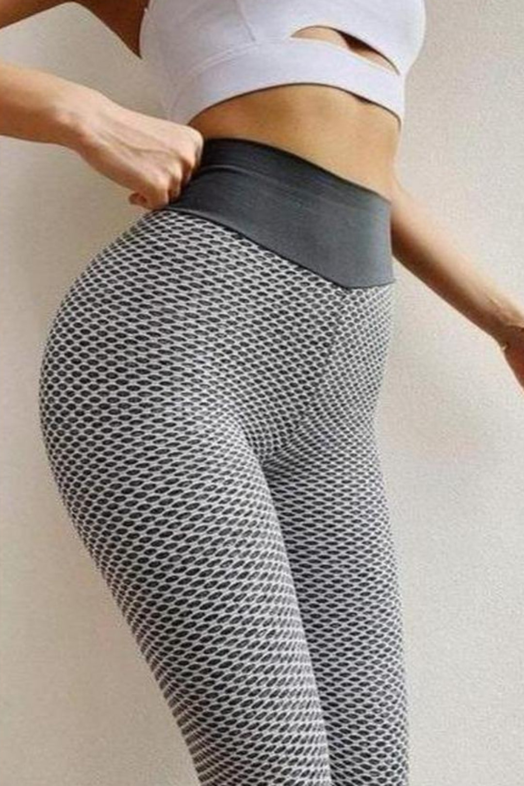 High Waisted Honeycomb Sports Leggings - Hayati London