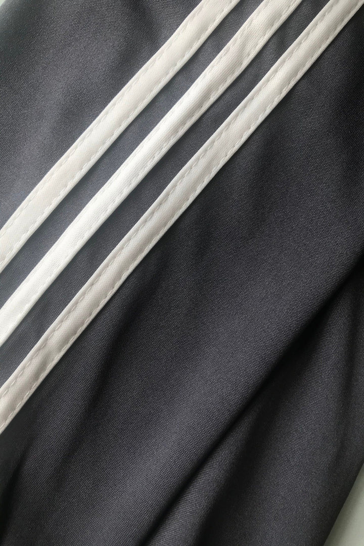Tracksuit, lounge wear with white strips, comfortable two piece sweatshirt, top and leggings - Hayati London