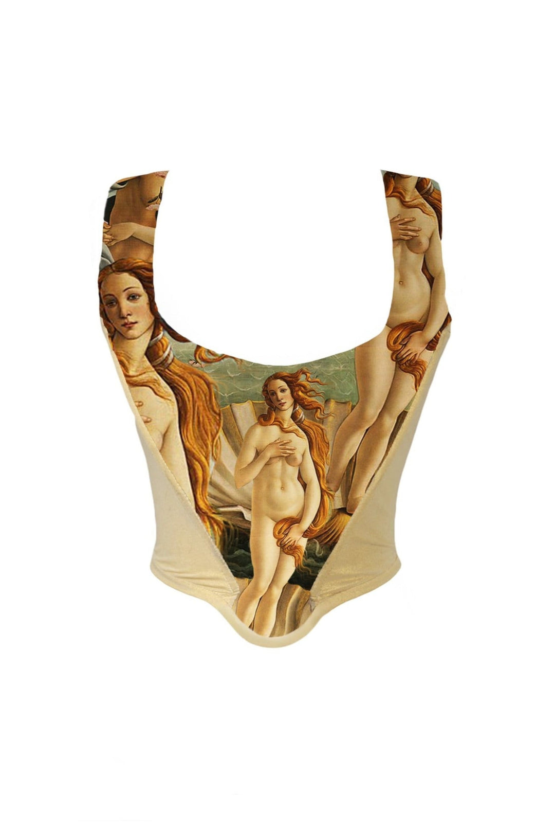 Renaissance Print Corset Top, Birth of Venus Print, Edgy Vintage Sleeveless Boho Vest, Original Design Crop Top, Women, Men - Hayati London