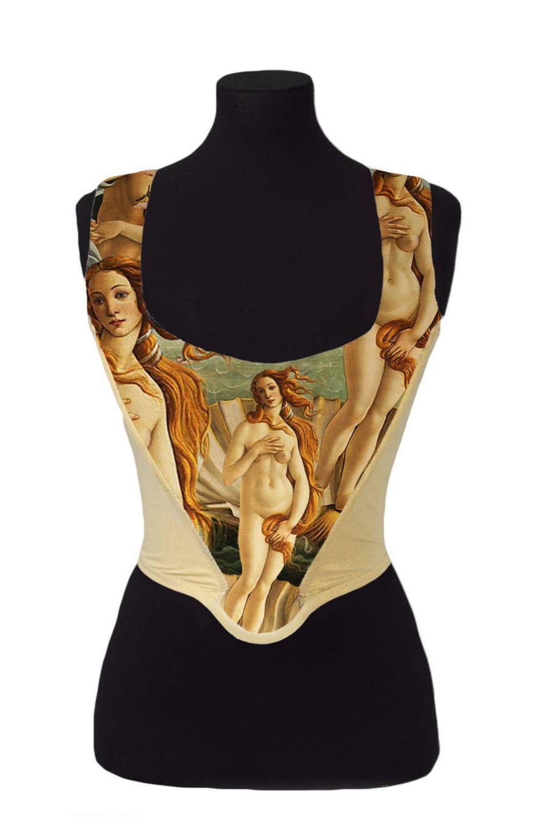 Renaissance Print Corset Top, Birth of Venus Print, Edgy Vintage Sleeveless Boho Vest, Original Design Crop Top, Women, Men - Hayati London