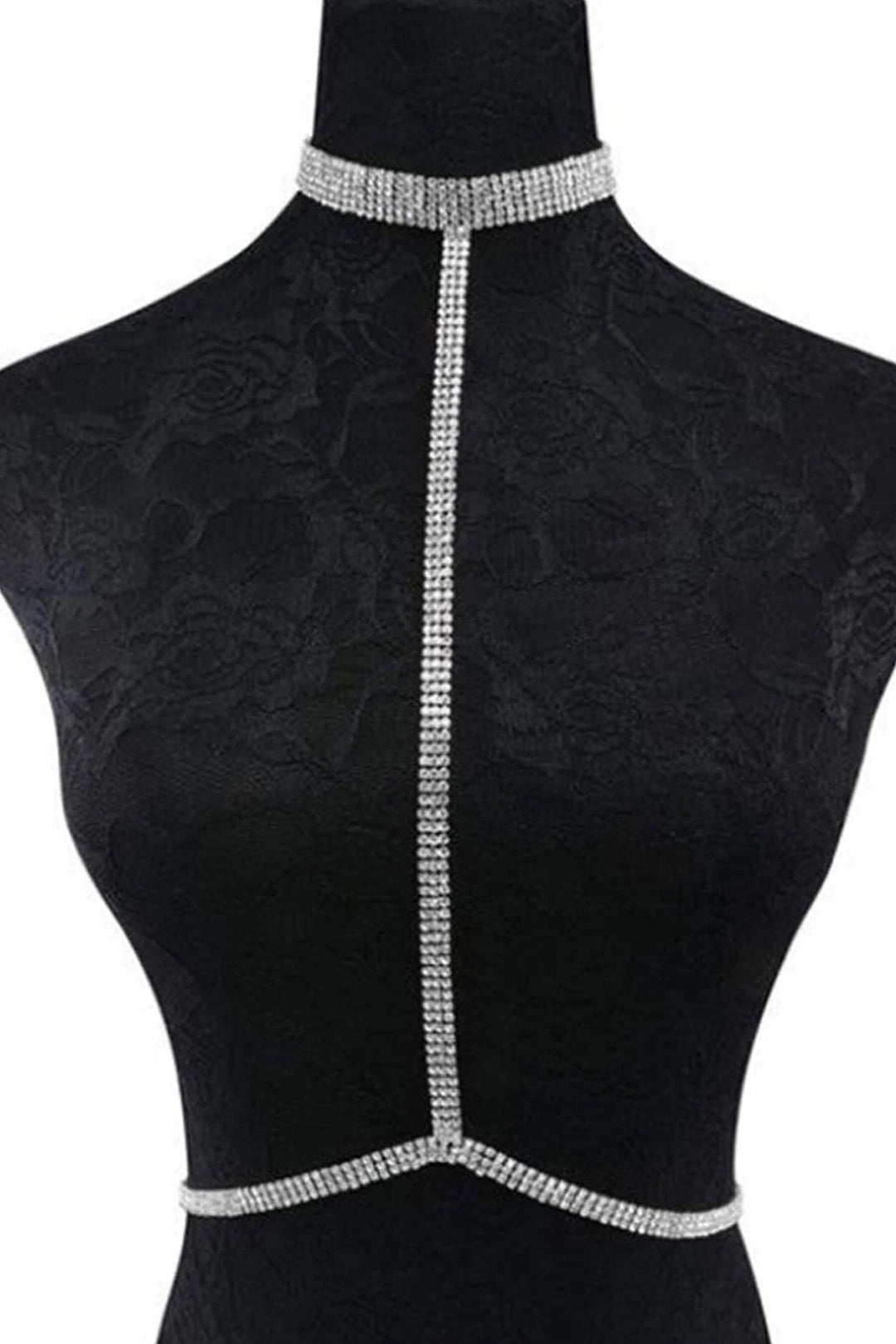 Rhinestone Crystal Body Harness Jewellery. Silver Finish Crystal Body Necklaces Belt Jewellery Bralette (48 Hour Dispatch)