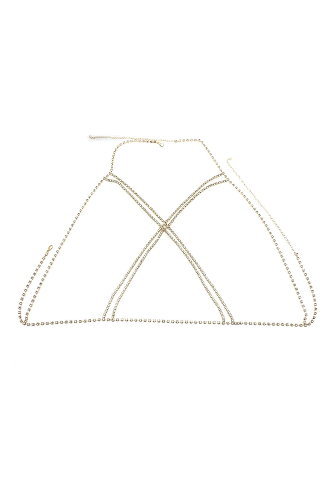 Rhinestone Crossover Wraparound Body & Belly Chain, y2k Bralette and Bikini Accessories, Silver and Gold Body Chains  (48 Hour Dispatch)