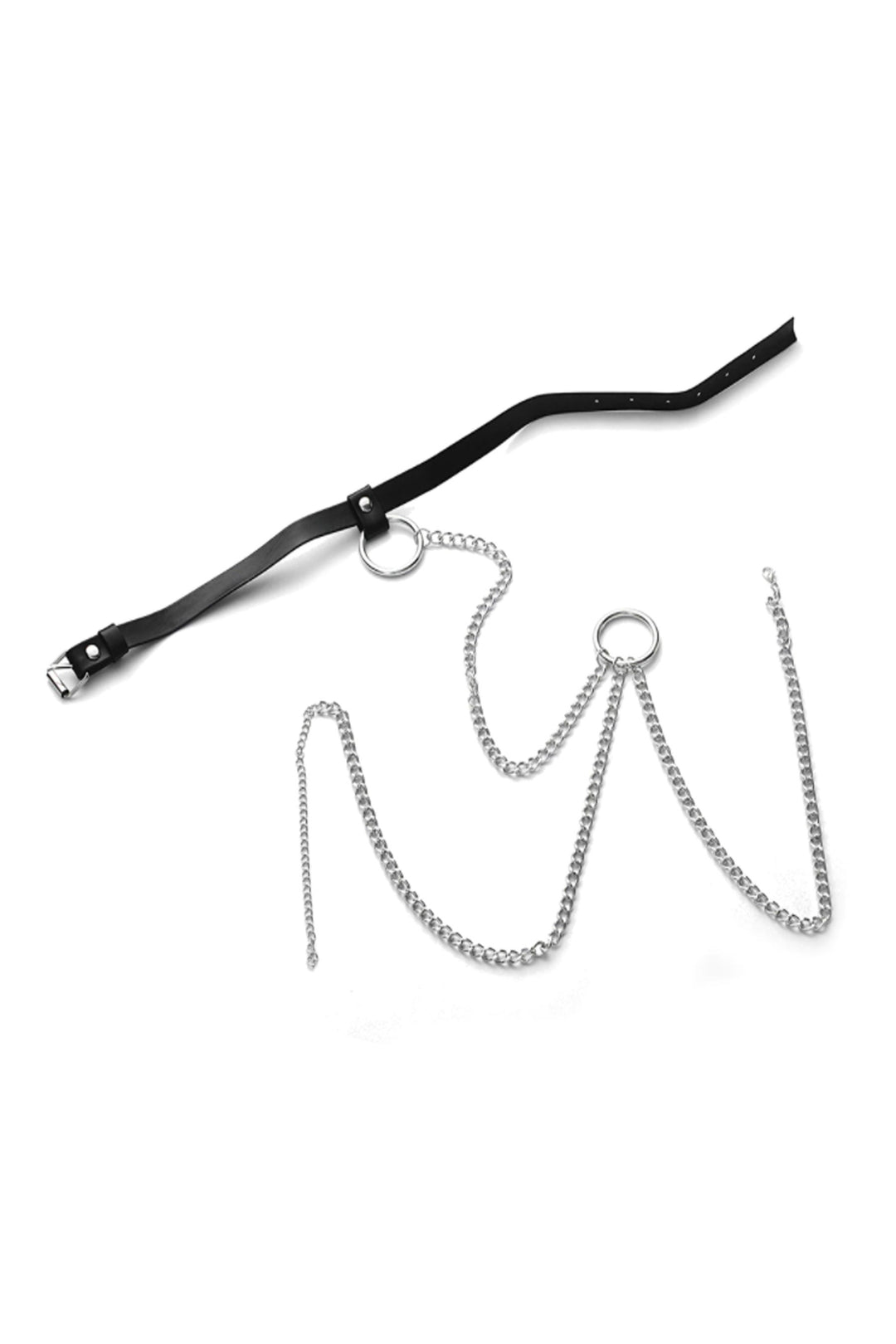 Chunky Metal Body Chain, Faux Leather Collar Choker Necklace, Emo, y2k, Grunge, Goth, Cosplay Outfit