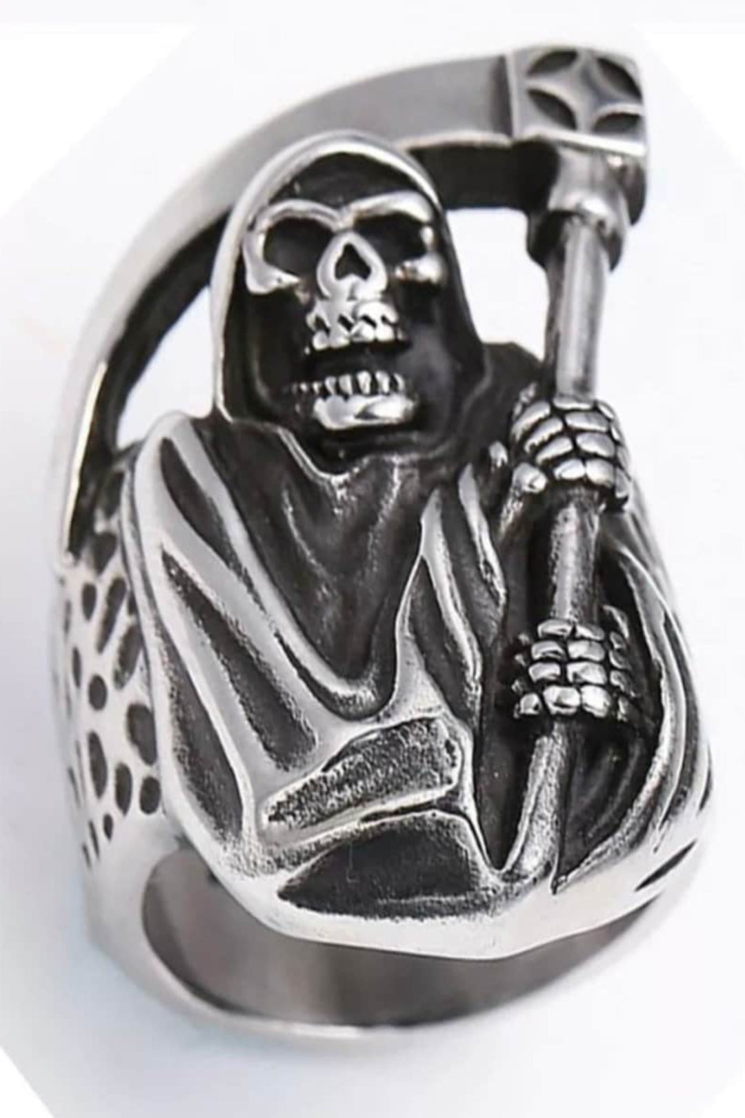 Men's Boy's Skull Rings Vintage Rugged Fashion Punk Jewellery Party Biker Jewellery Sickle Ring Gothic Medieval Victorian [Size: UK 9] (48 Hour Dispatch)