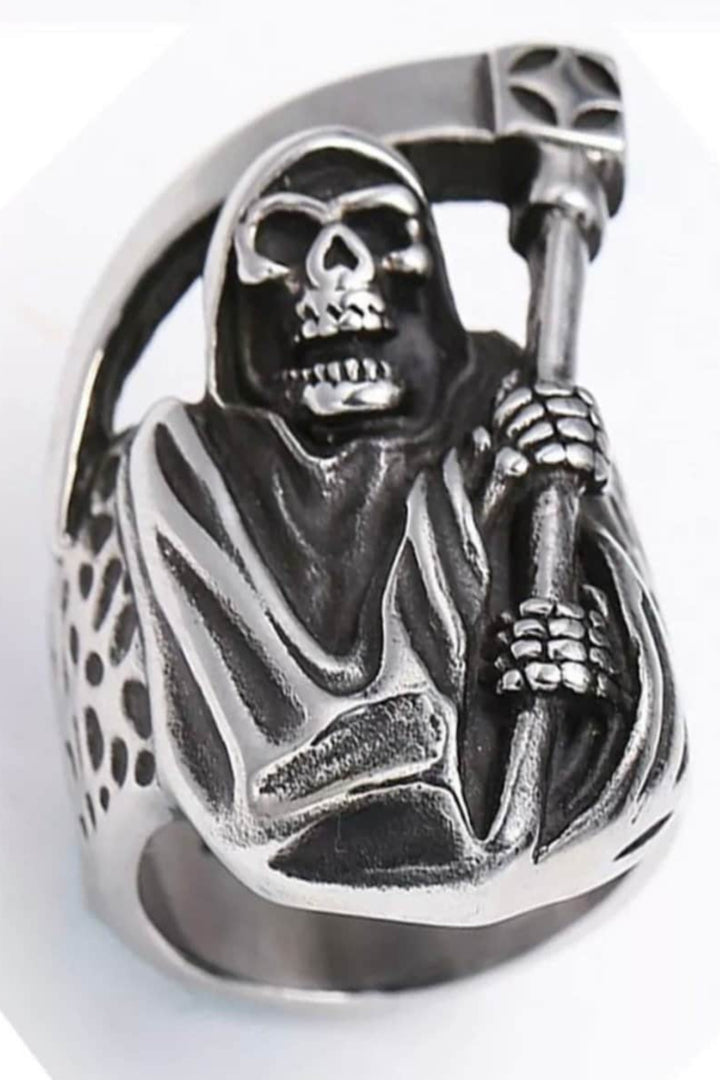 Men's Boy's Skull Rings Vintage Rugged Fashion Punk Jewellery Party Biker Jewellery Sickle Ring Gothic Medieval Victorian [Size: UK 9] (48 Hour Dispatch)