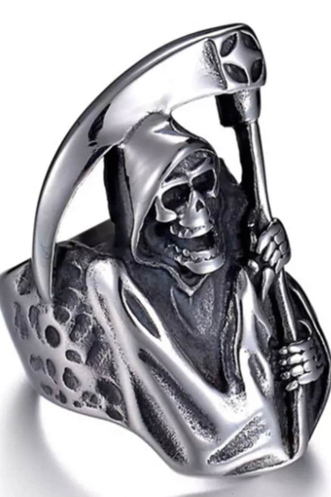 Men's Boy's Skull Rings Vintage Rugged Fashion Punk Jewellery Party Biker Jewellery Sickle Ring Gothic Medieval Victorian [Size: UK 9] (48 Hour Dispatch)