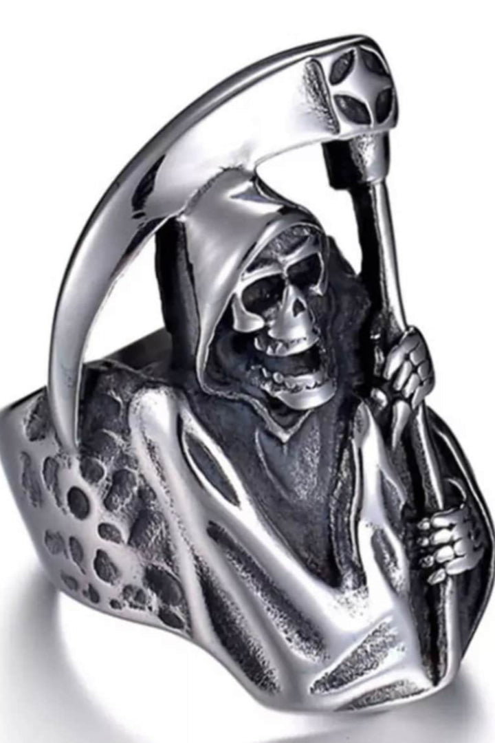 Men's Boy's Skull Rings Vintage Rugged Fashion Punk Jewellery Party Biker Jewellery Sickle Ring Gothic Medieval Victorian [Size: UK 9] (48 Hour Dispatch)