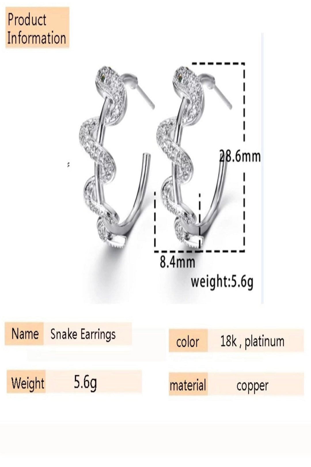 Snake-shaped Earrings Twisted Round Earings Geometric Punk Big Circle Earrings Medieval Gothic Bling Fashion serpent Women Men Jewelry  (48 Hour Dispatch)