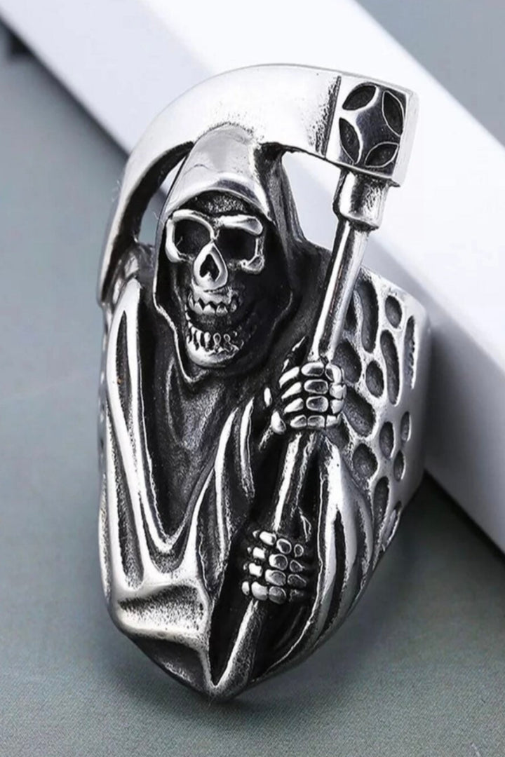 Men's Boy's Skull Rings Vintage Rugged Fashion Punk Jewellery Party Biker Jewellery Sickle Ring Gothic Medieval Victorian [Size: UK 9] (48 Hour Dispatch)