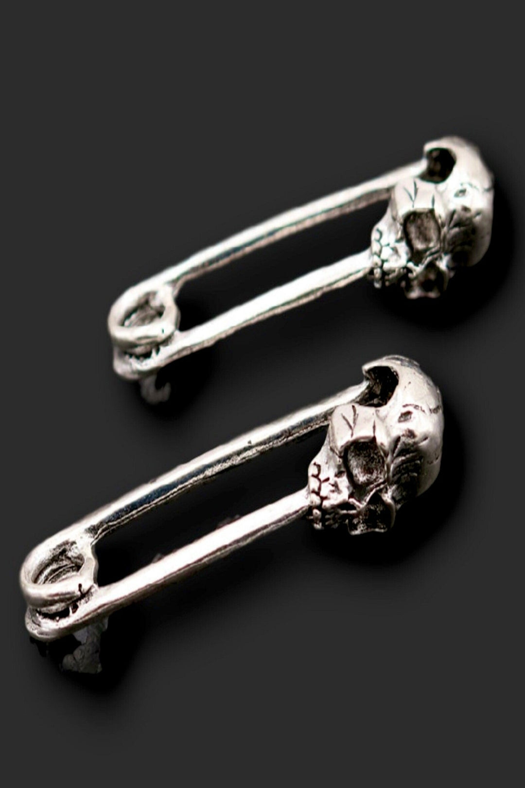 Silver Gold Skull Head Pin Pendant Necklace (Cannot Open) Pendants, Punk Gothic Jewelry