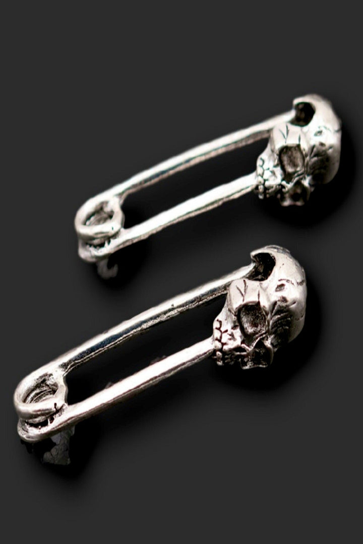 Silver Gold Skull Head Pin Pendant Necklace (Cannot Open) Pendants, Punk Gothic Jewelry