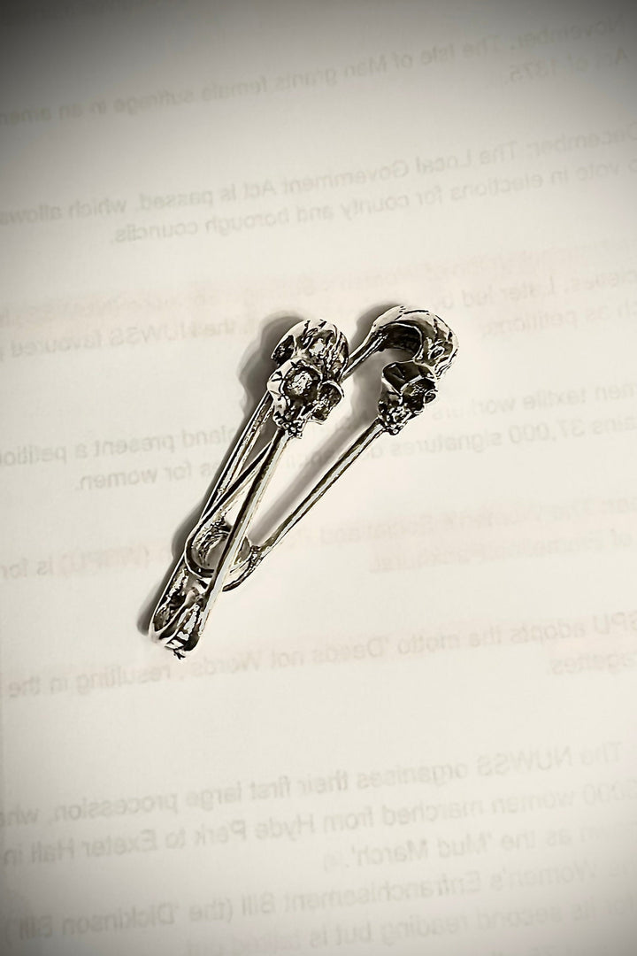 Silver Gold Skull Head Pin Pendant Necklace (Cannot Open) Pendants, Punk Gothic Jewelry