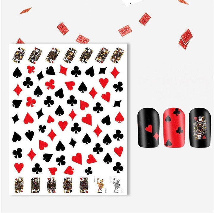 Deck Card Temporary Nail Art Tattoo, Red Heart, Black Spade, Diamond, King, Queen, Joker,  Nail Art Tattoos (48 Hour Dispatch)
