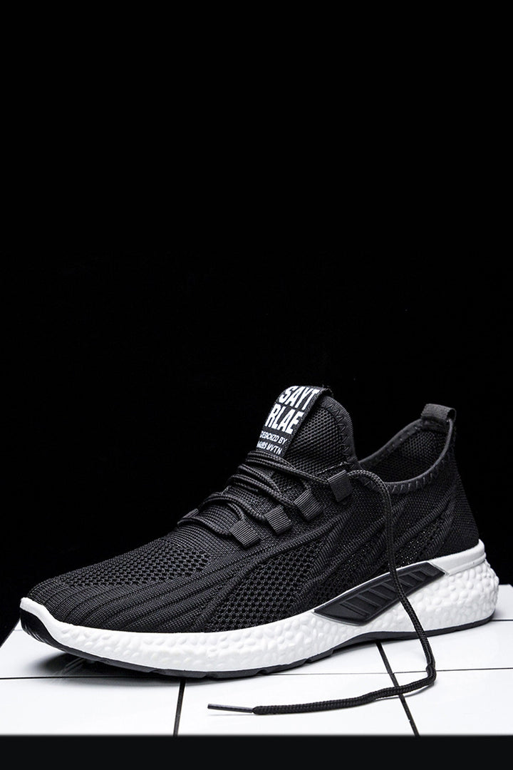 Black Mesh Panel Lace Up Front Sneakers, Chunky Trainers, Women's Trainers