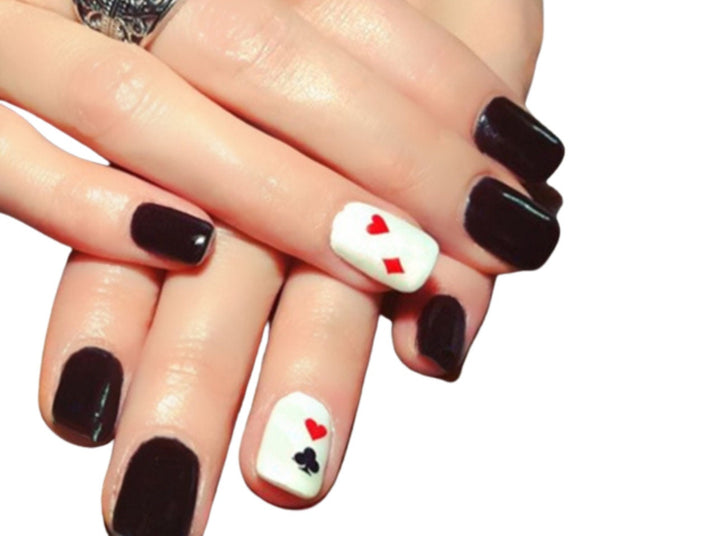 Deck Card Temporary Nail Art Tattoo, Red Heart, Black Spade, Diamond, King, Queen, Joker,  Nail Art Tattoos (48 Hour Dispatch)