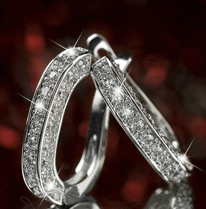 Crystal Earrings, Snap Hoop Earrings, Silver Earrings