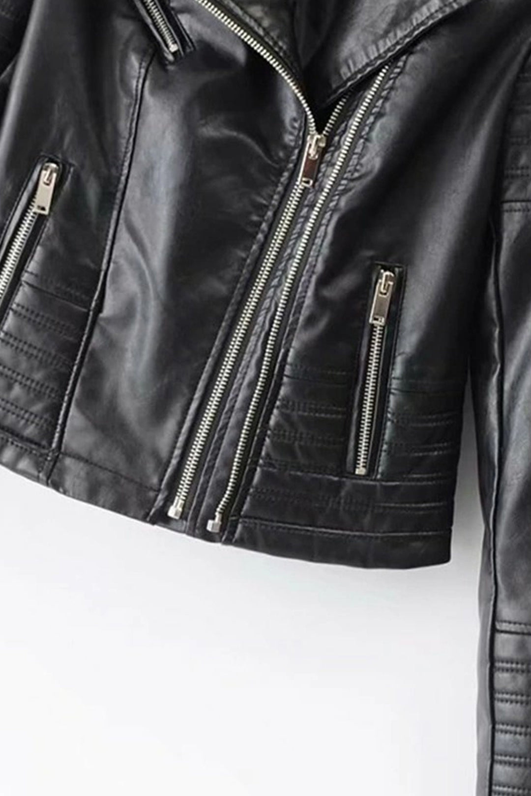 Oversized Faux Leather Moto Biker Jacket, Solid PU Jacket, Front Zipper, Women's Plus Size Jacket, Available in 3 Colors