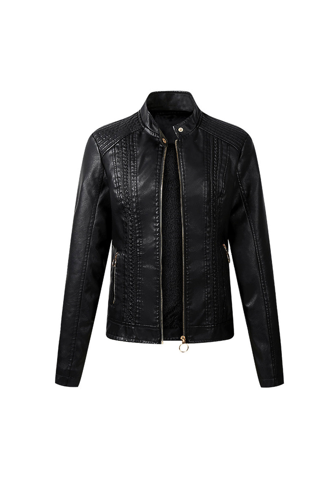 Dark Red Oversized Faux Leather Moto Biker Jacket, Solid PU Jacket, Front Zipper, Women's Plus Size Jacket, Available in 4 Colors