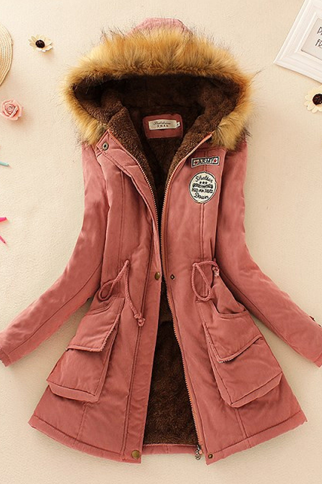 Faux Fur Hooded Long Parka Coat, Faux Fur Long Jacket, Hooded Front Button Tie, Baggy Oversized Coat, Available in 7 Colors