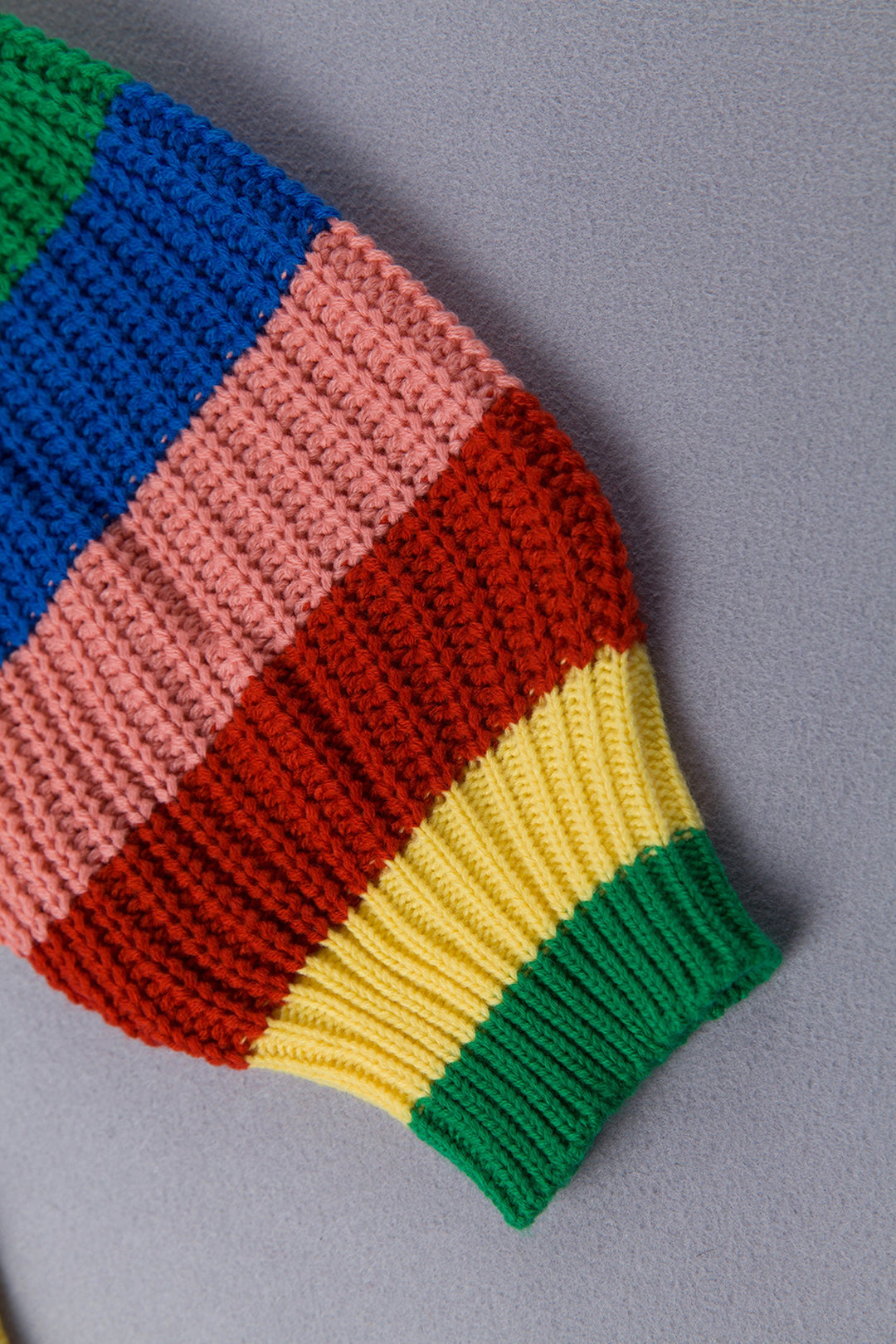 Oversized Rainbow Multicolor Patchwork Y2K Crochet Knit Cardigan Top, Turtleneck Long Puff Sleeve Top, Pride Top