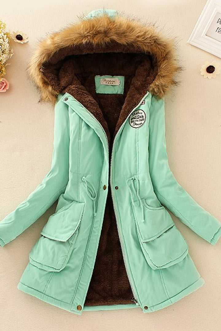 Faux Fur Hooded Long Parka Coat, Faux Fur Long Jacket, Hooded Front Button Tie, Baggy Oversized Coat, Available in 7 Colors