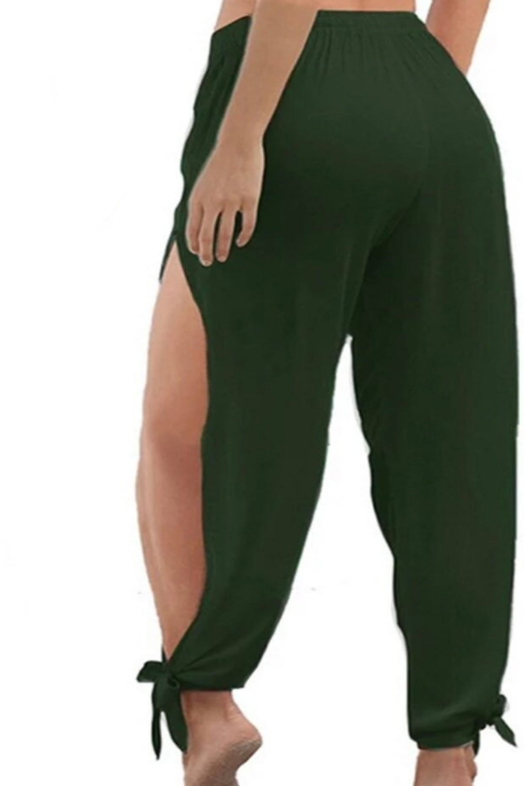 Women's Side Slit Elastic Low Waist Wide Leg Summer Casual Baggy Pants Summer Beach Harem Long Trousers, Beachwear Swimwear Summer Evening