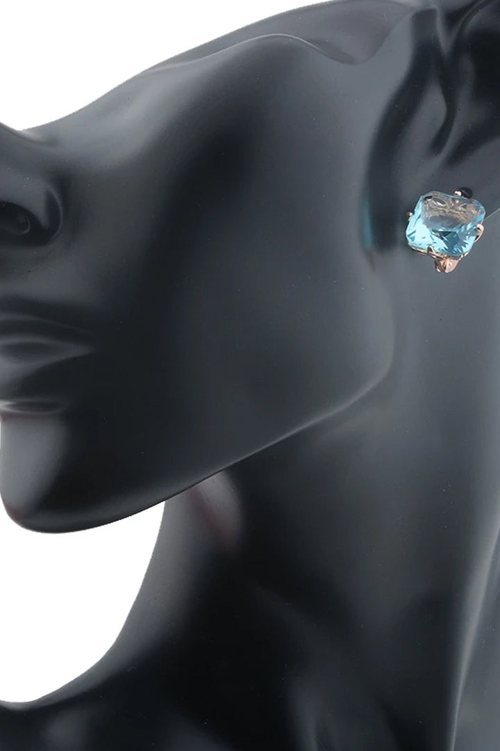 Drop Earrings Rose Gold Halo Rhinestone Crystal, Available in Sapphire Blue, Emerald Green, Lilac Purple & Crystal (48 Hour Dispatch)