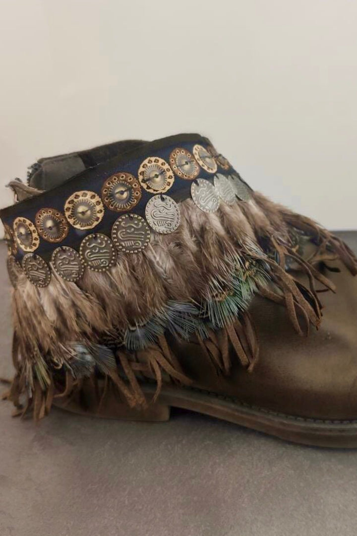 Women Shoe Belt, Ankle Shoe Strap, Feather Band, High Heels Strap, y2k Accessories, Tassel Coin Anklet, Boot Decoration, Stiletto Jewelry