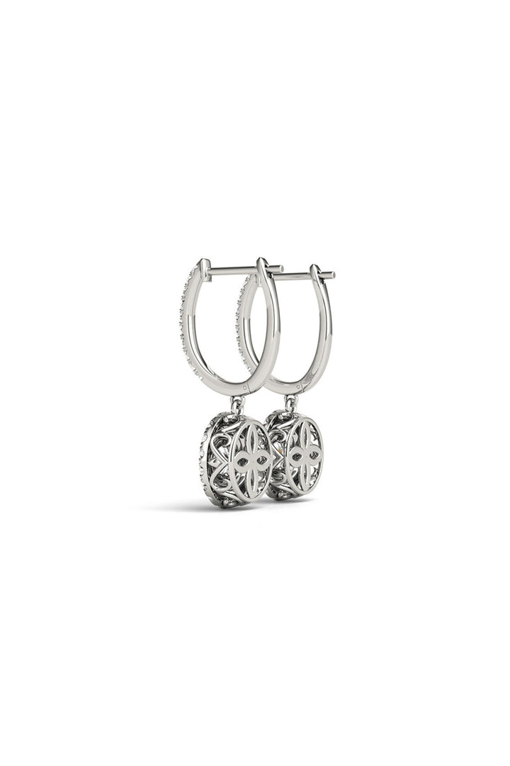 Zirconia Silver Halo Lab Drop Earrings, Crystal Studded Earrings (48 Hour Dispatch)