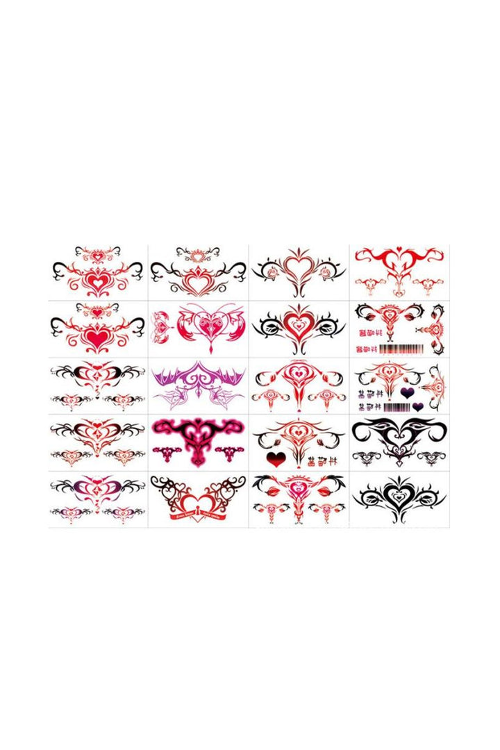 Y2K Butterfly & Heart Temporary Tattoo Pack, Bold Minimalistic Semi Permanent Tattoo Pack, Available in Black And Multicolor Design