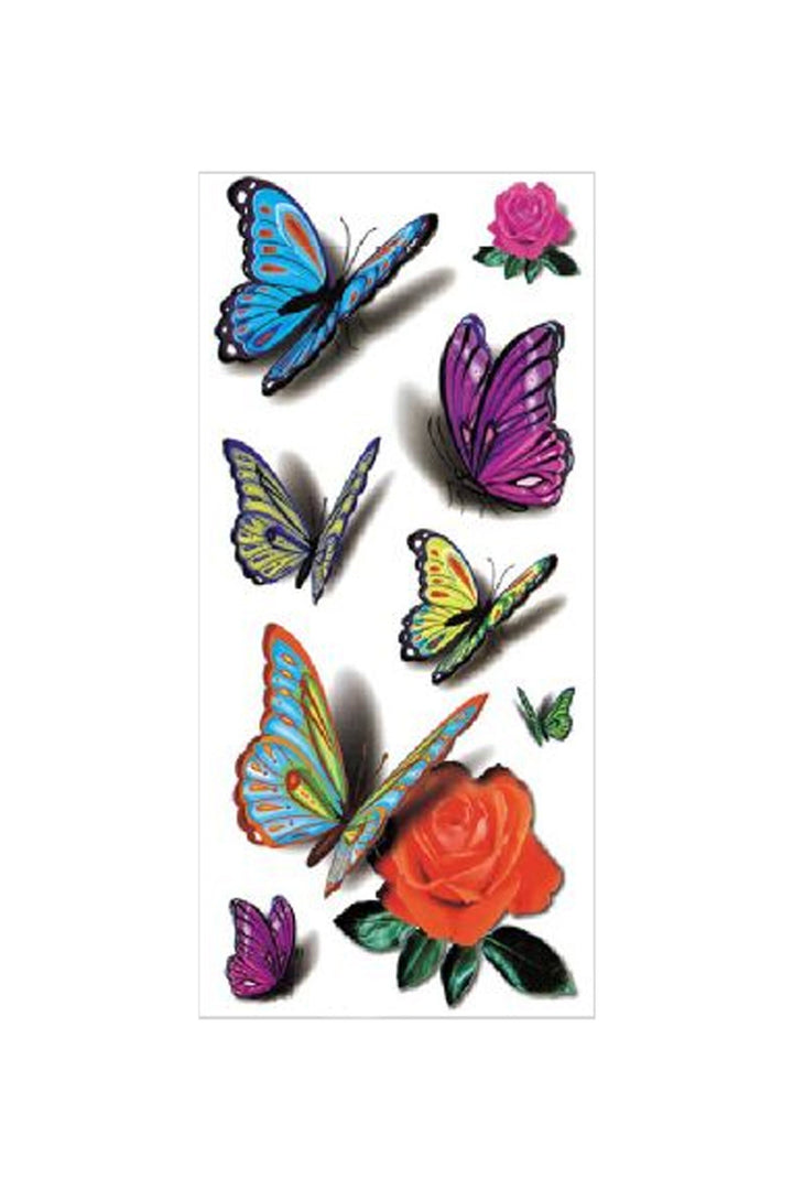 Tattoo Y2K Butterfly & Flower Semi Permanent Temporary Tattoo Sets, Bold Minimalistic Semi Permanent Tattoo, Multicolor Tattoo Design