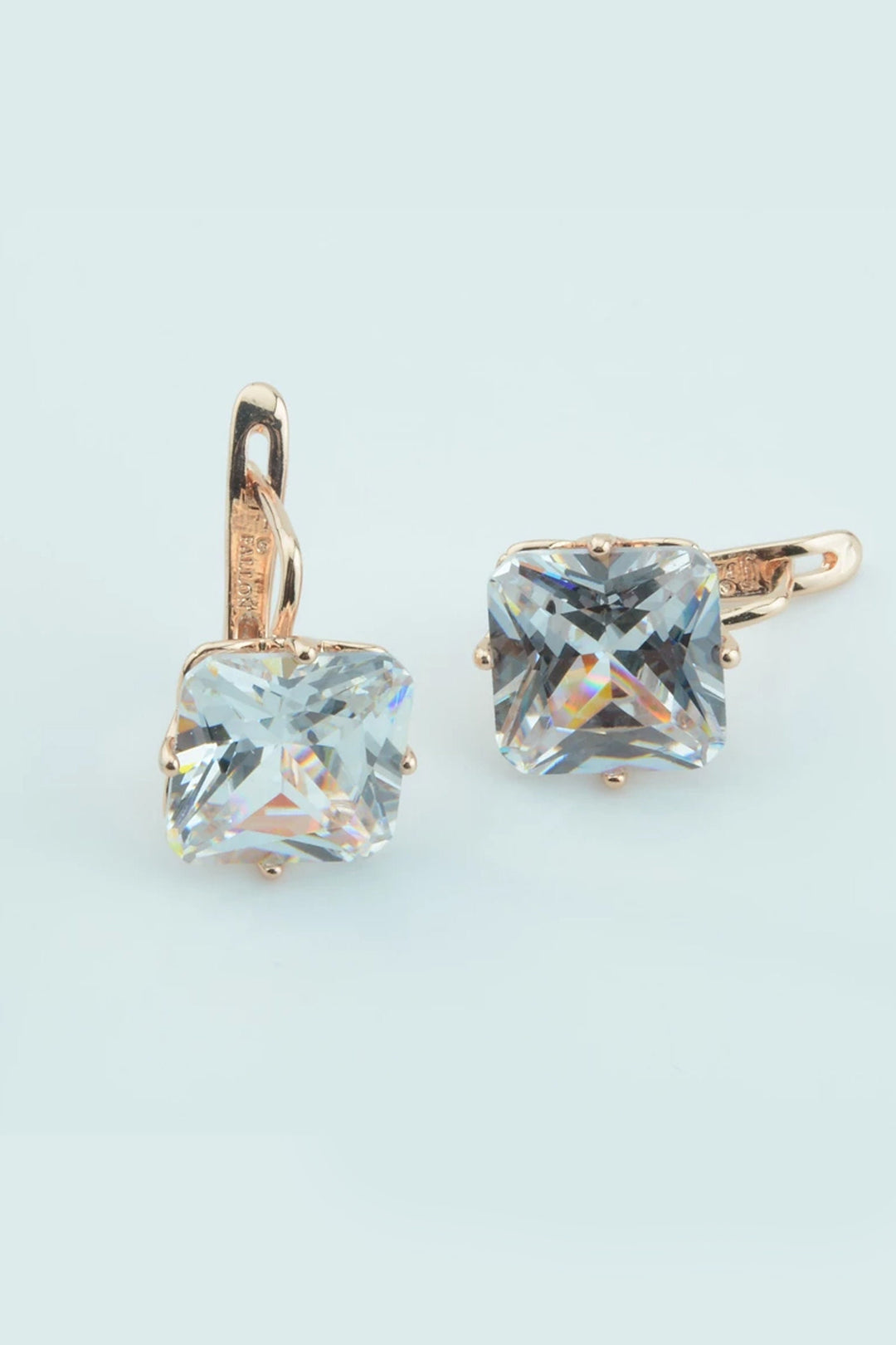 Drop Earrings Rose Gold Halo Rhinestone Crystal, Available in Sapphire Blue, Emerald Green, Lilac Purple & Crystal (48 Hour Dispatch)